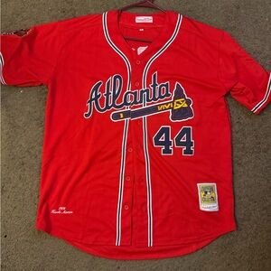 Mitchell & Ness Red Atlanta Braves Hank Aaron Jersey